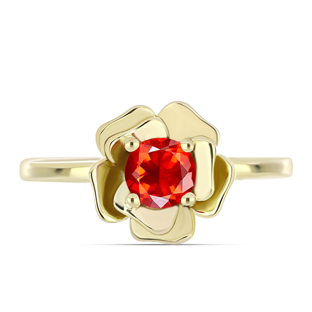 Goldplattierter Silberring mit äthiopischem rotem Opal aus Lega Dembi 1 