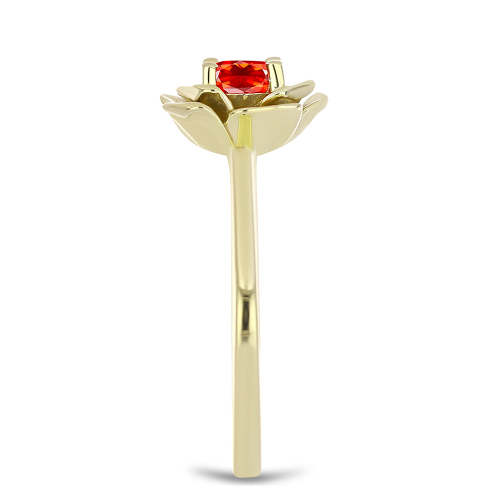 Goldplattierter Silberring mit äthiopischem rotem Opal aus Lega Dembi 4 