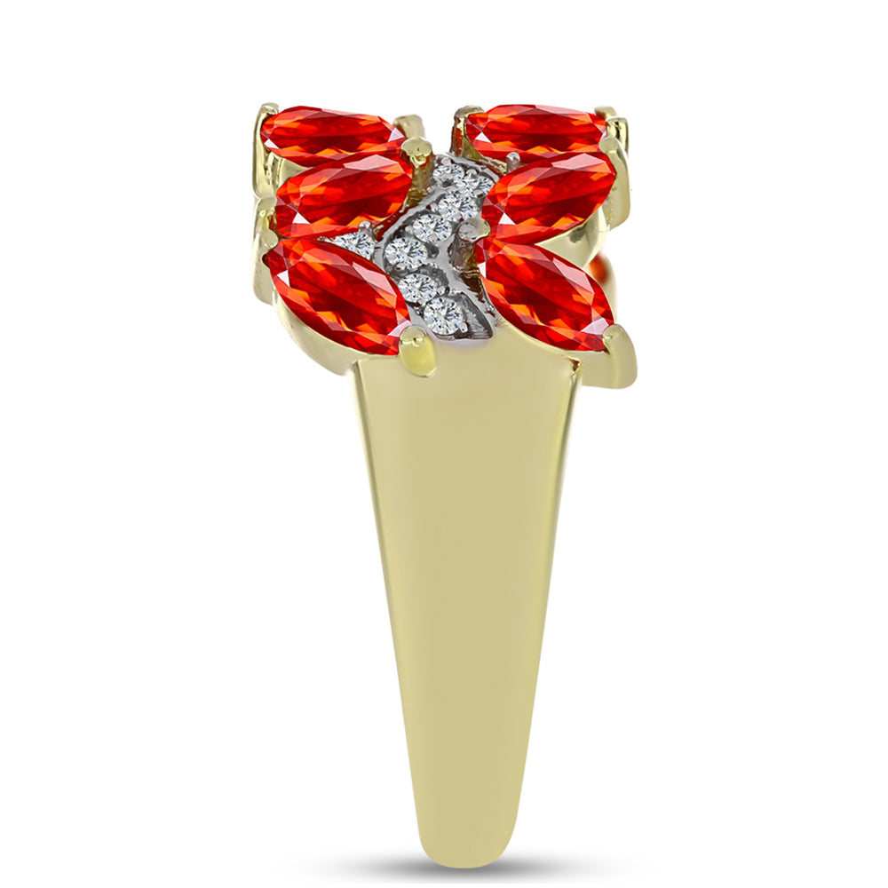 Goldplattierter Silberring mit äthiopischem rotem Opal aus Lega Dembi und weißem Topas 4 