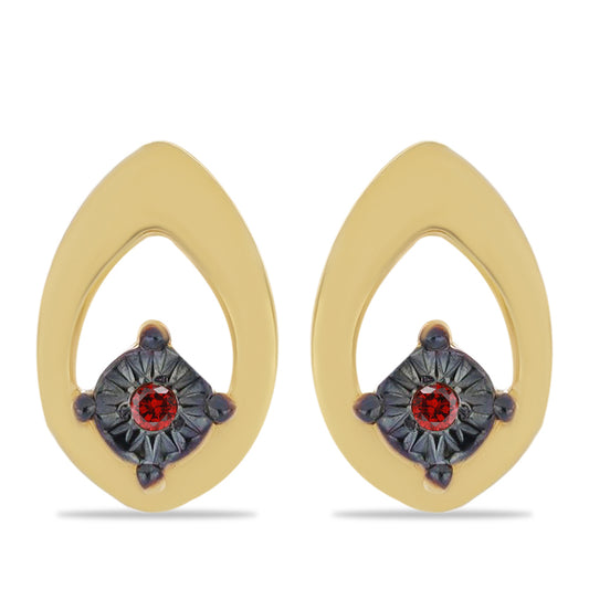 Goldplattierte Silberohrringe mit rotem Diamant