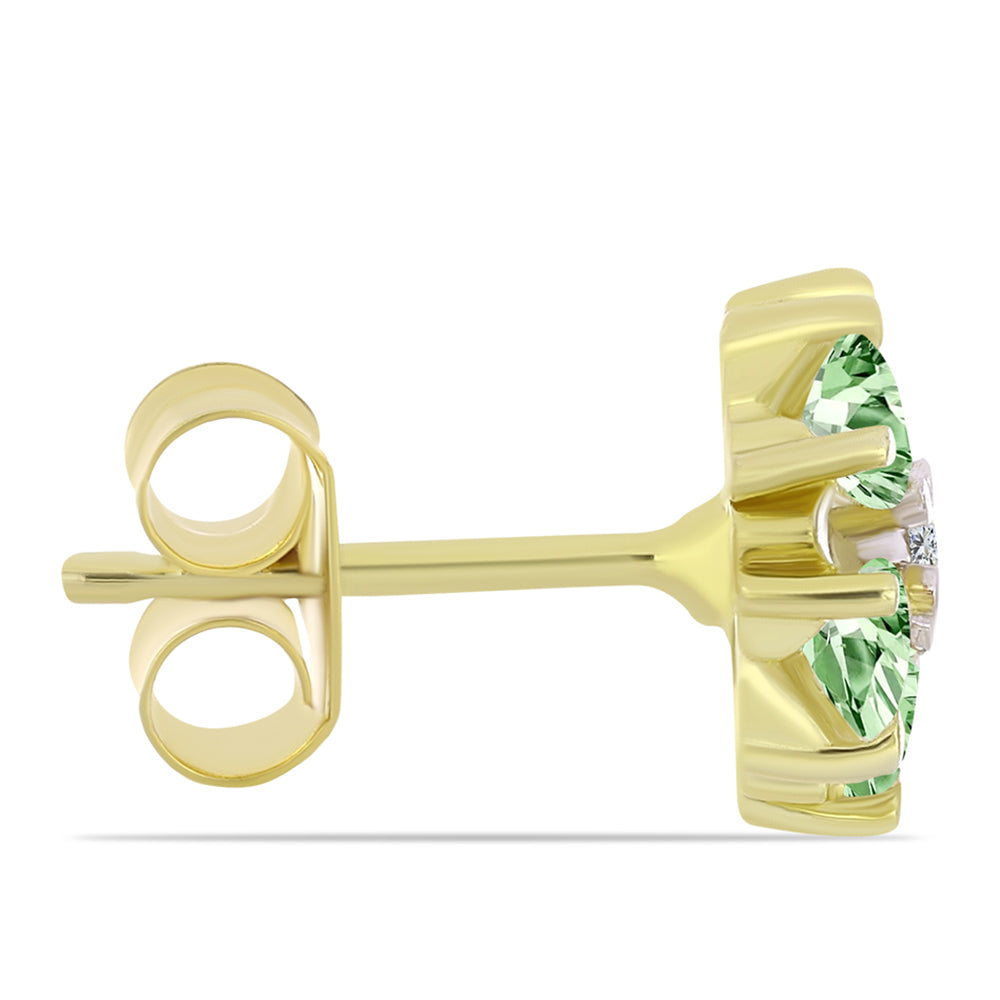 Goldplattierte Silberohrringe mit grünem Amethyst und weißem Topas