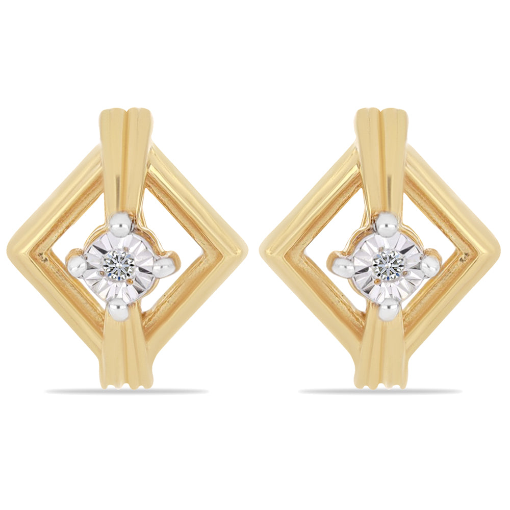 Goldplattierte Silberohrringe mit weißem Diamant