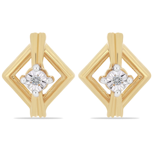 Goldplattierte Silberohrringe mit weißem Diamant