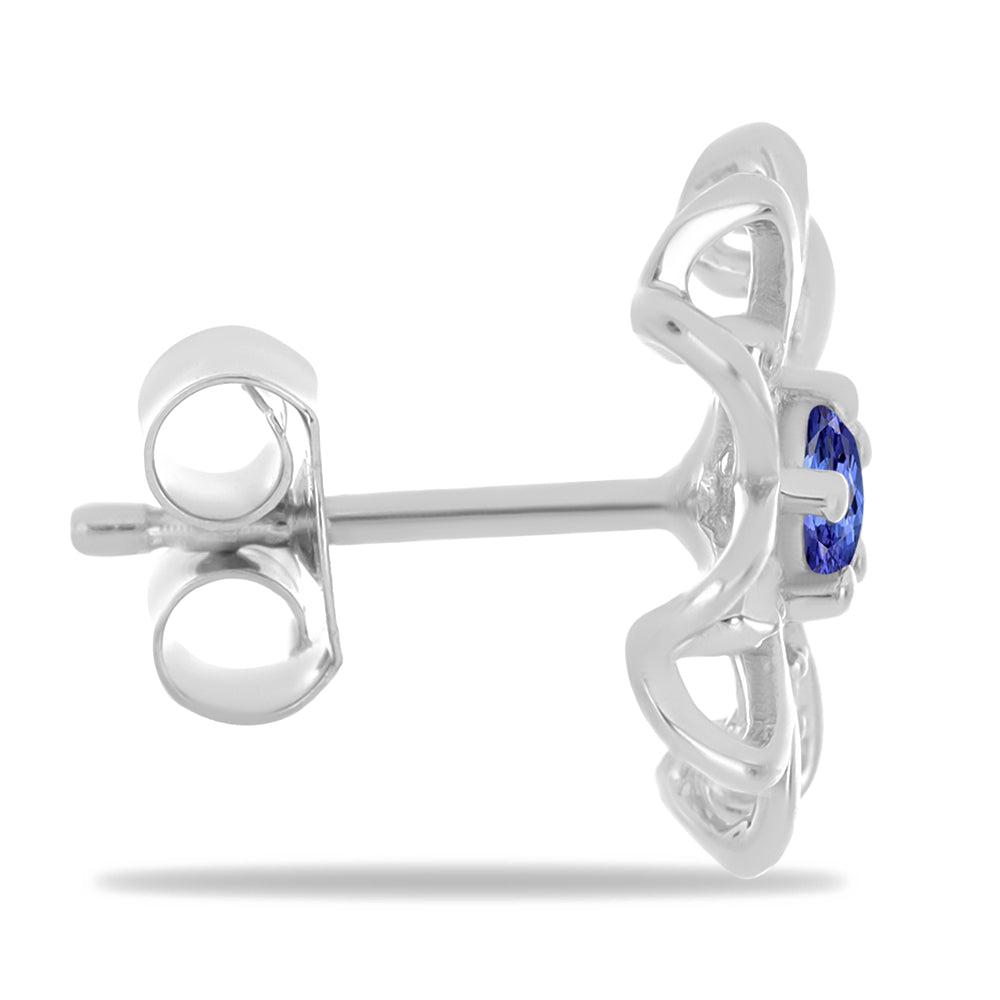 Silberohrringe mit Tansanit und weißem Zirkon