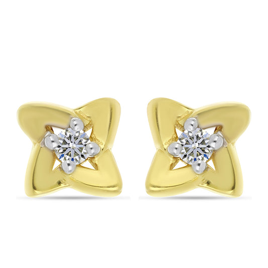 Goldplattierte Silberohrringe mit weißem Diamant