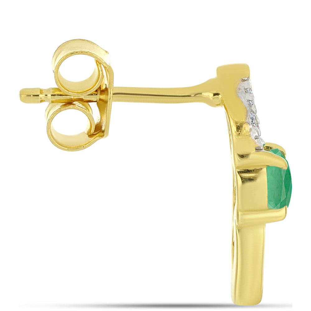 Goldplattierte Silberohrringe mit brasilianischem Smaragd und natürlichem weißem Zirkon