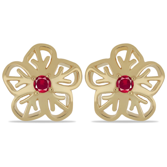 Goldplattierte Silberohrringe mit Rubellit aus Cruzeiro