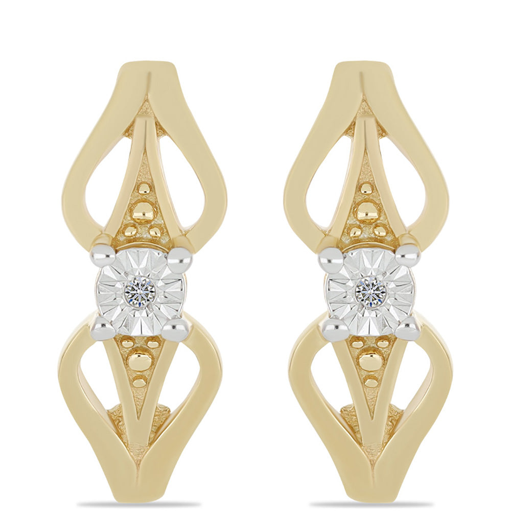 Goldplattierte Silberohrringe mit weißem Diamant 1 