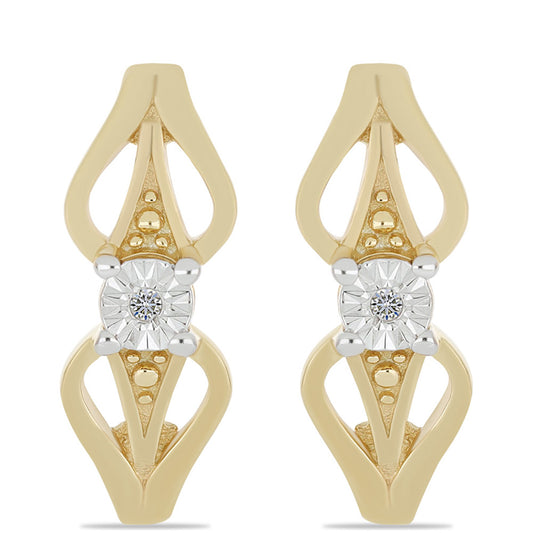 Goldplattierte Silberohrringe mit weißem Diamant