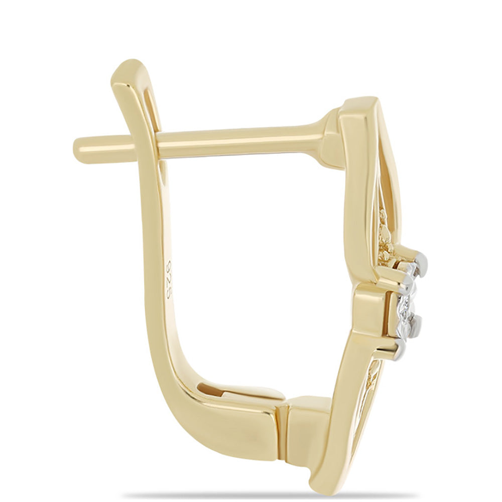 Goldplattierte Silberohrringe mit weißem Diamant