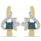 Goldplattierte Silberohrringe mit blauem Diamant und weißem Zirkon