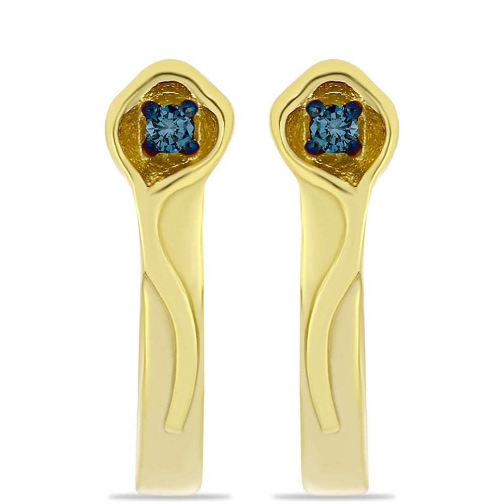 Goldplattierte Silberohrringe mit blauem Diamant 1 