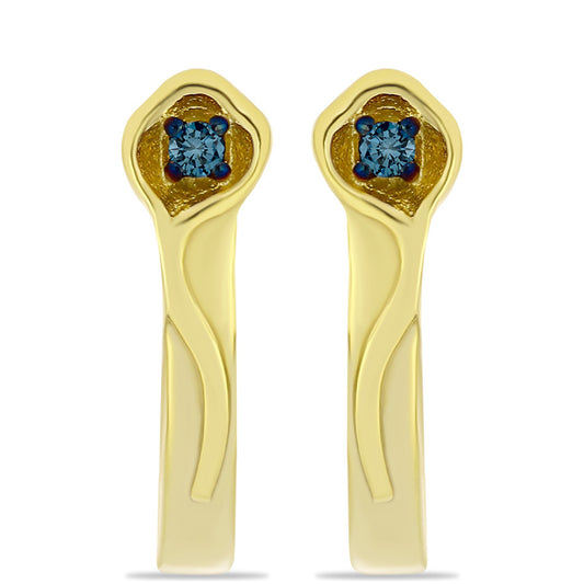 Goldplattierte Silberohrringe mit blauem Diamant