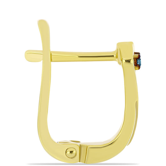 Goldplattierte Silberohrringe mit blauem Diamant