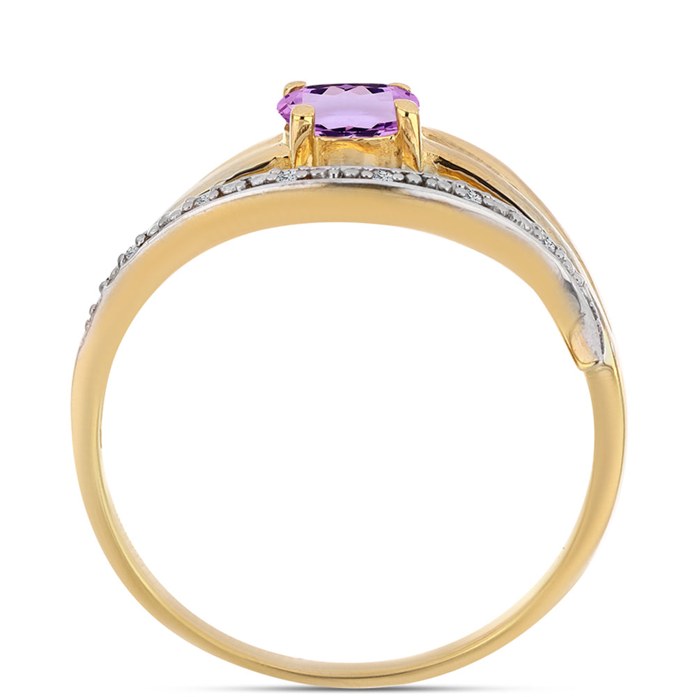 Goldplattierter Silberring mit Rose De France Amethyst und weißem Topas