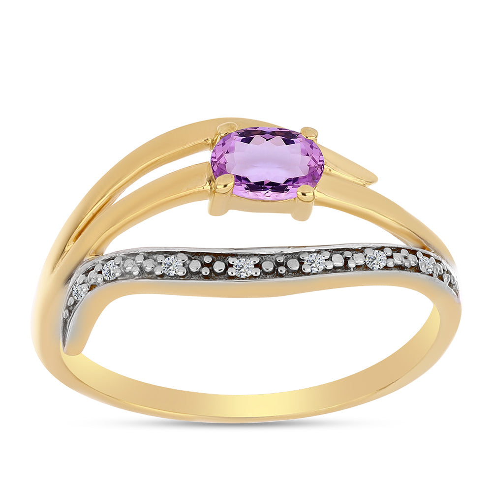Goldplattierter Silberring mit Rose De France Amethyst und weißem Topas 3 
