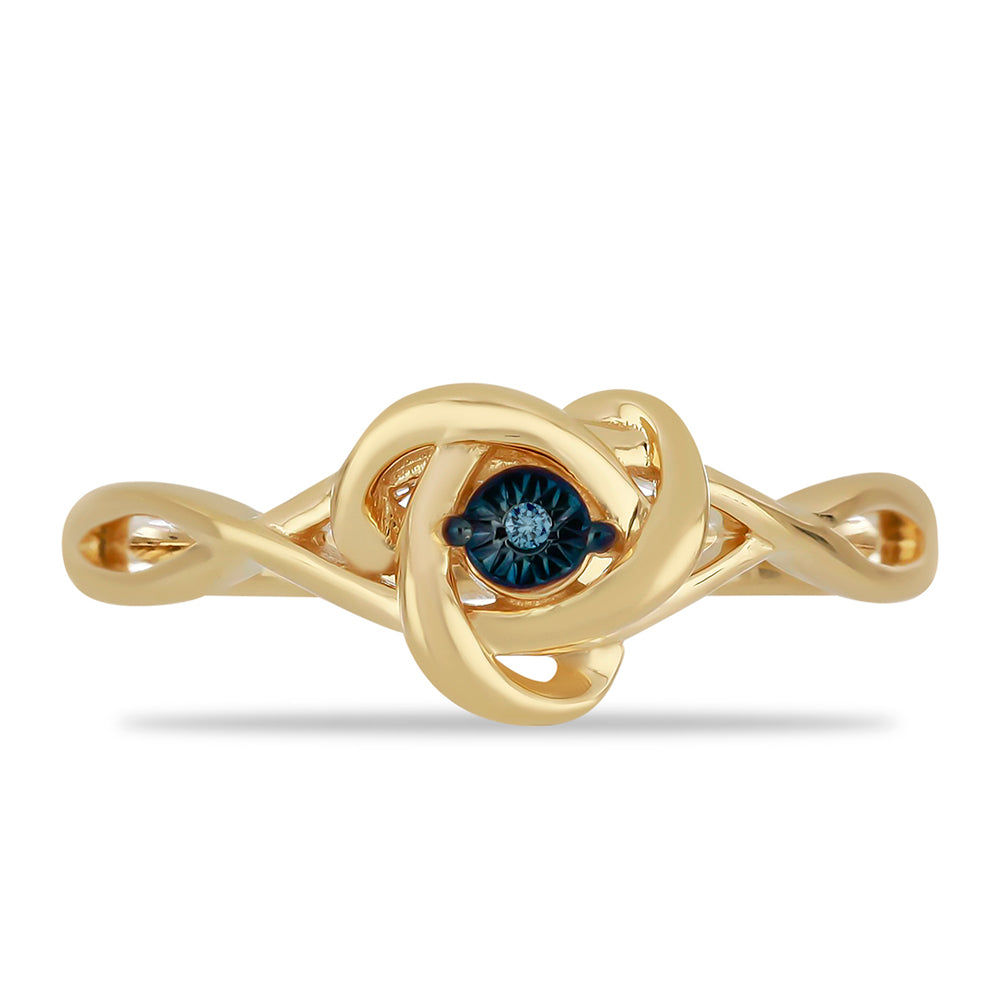 Goldplattierter Silberring mit blauem Diamant 1 