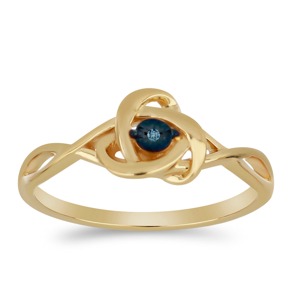 Goldplattierter Silberring mit blauem Diamant 3 