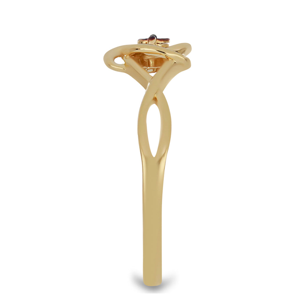 Goldplattierter Silberring mit blauem Diamant