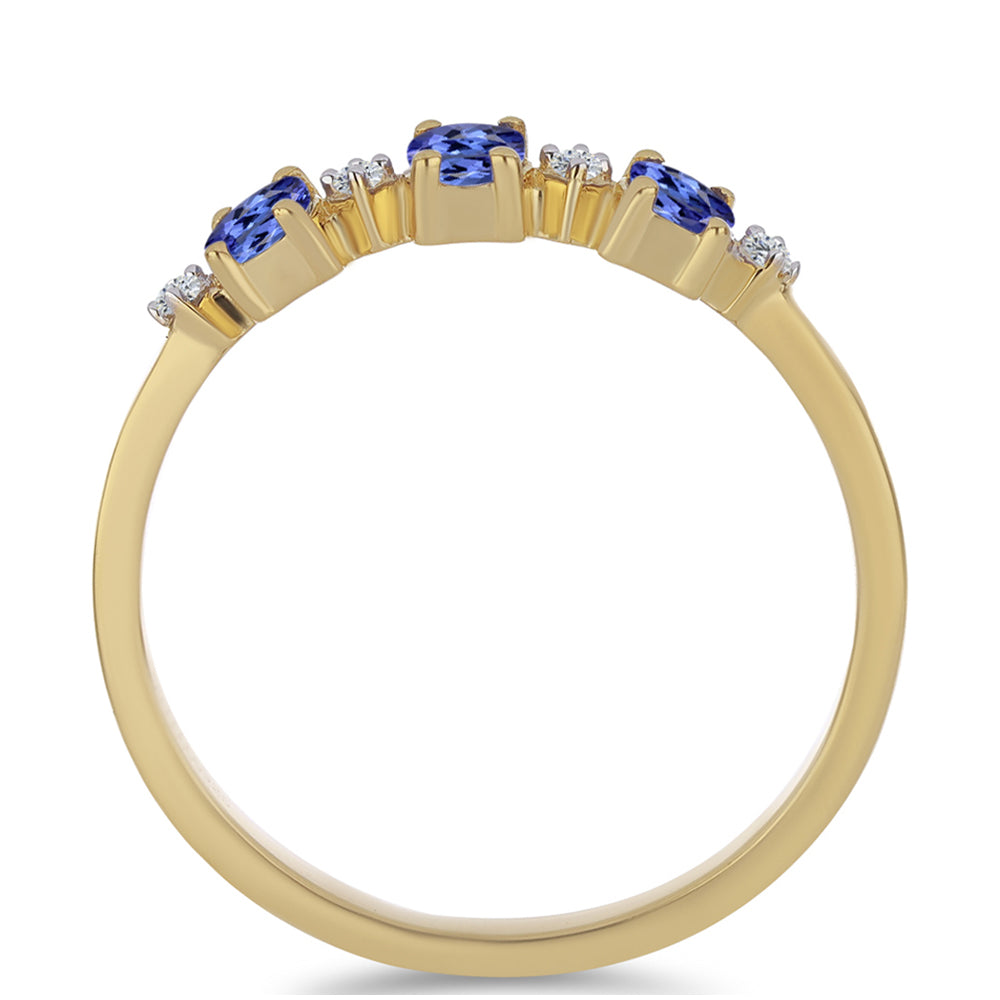 Goldplattierter Silberring mit Tansanit und weißem Zirkon