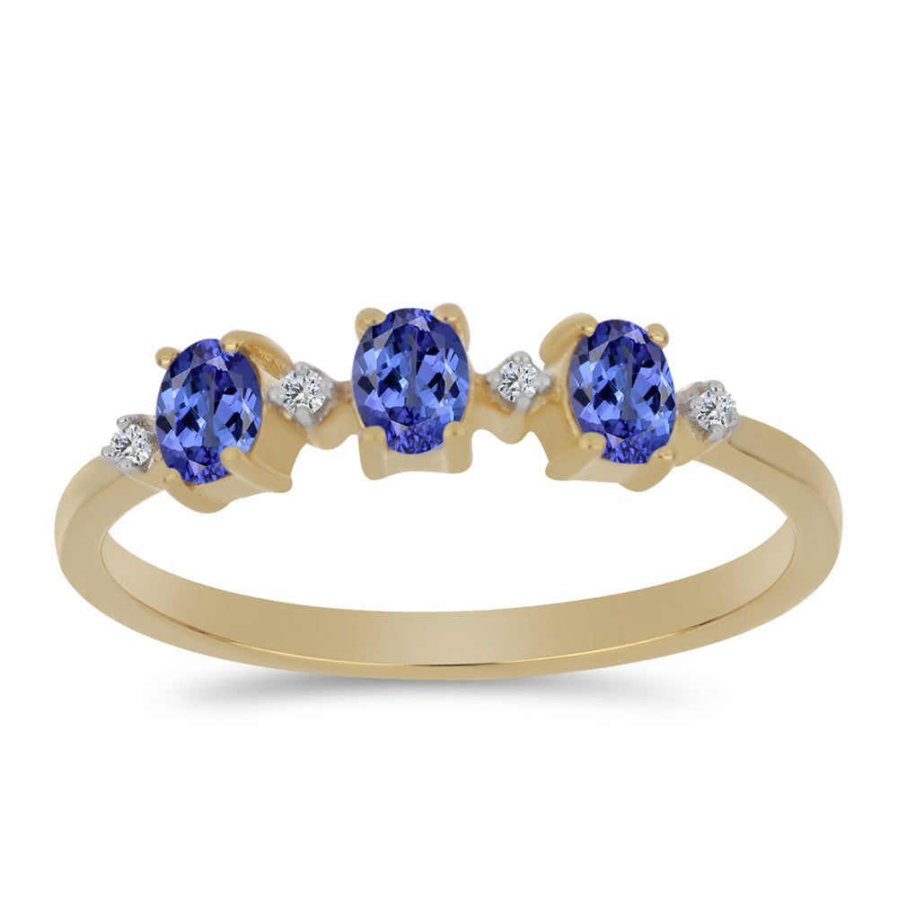 Goldplattierter Silberring mit Tansanit und weißem Zirkon