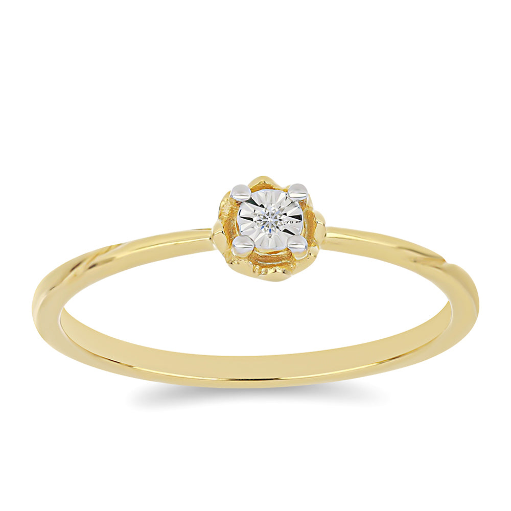 Goldplattierter Silberring mit weißem Diamant