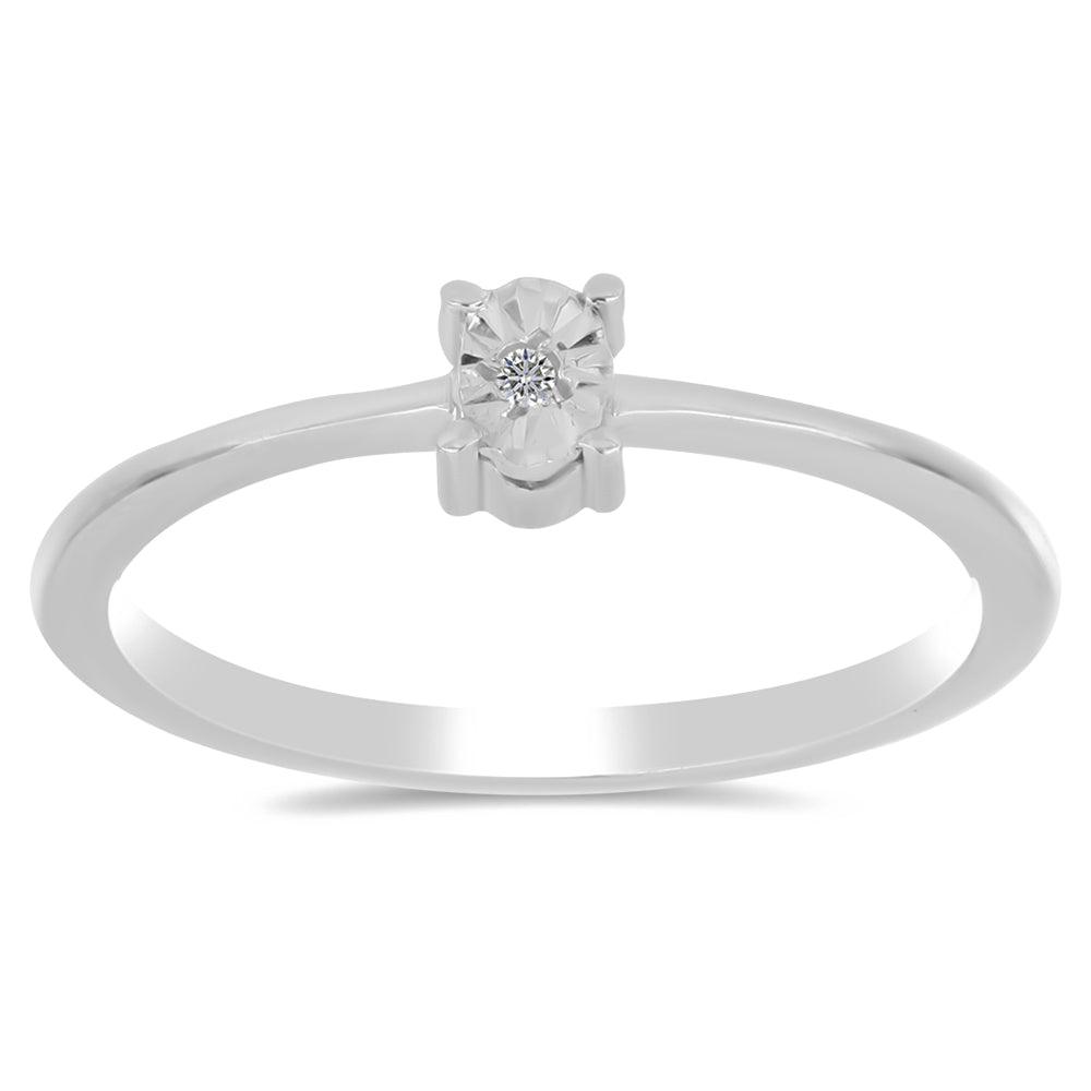 Silberring mit weißem Diamant 3 