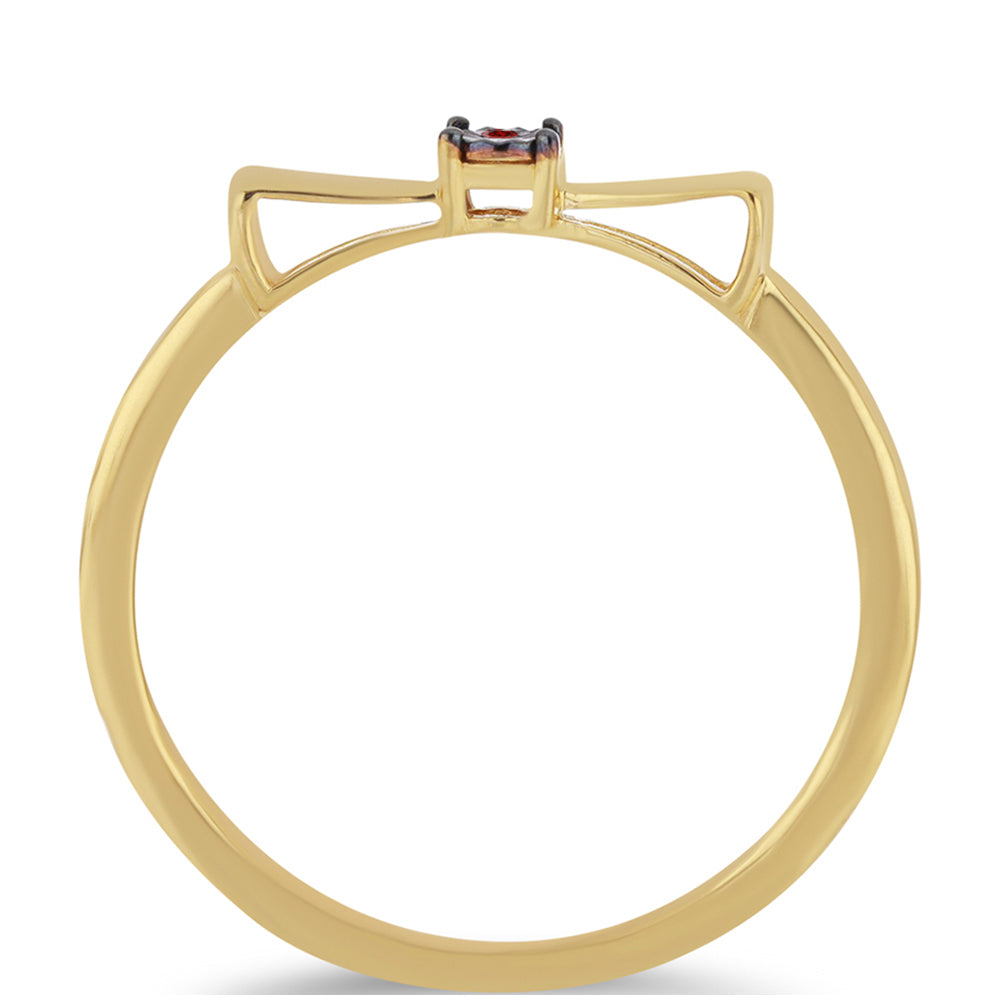 Goldplattierter Silberring mit rotem Diamant