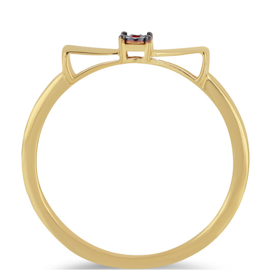 Goldplattierter Silberring mit rotem Diamant