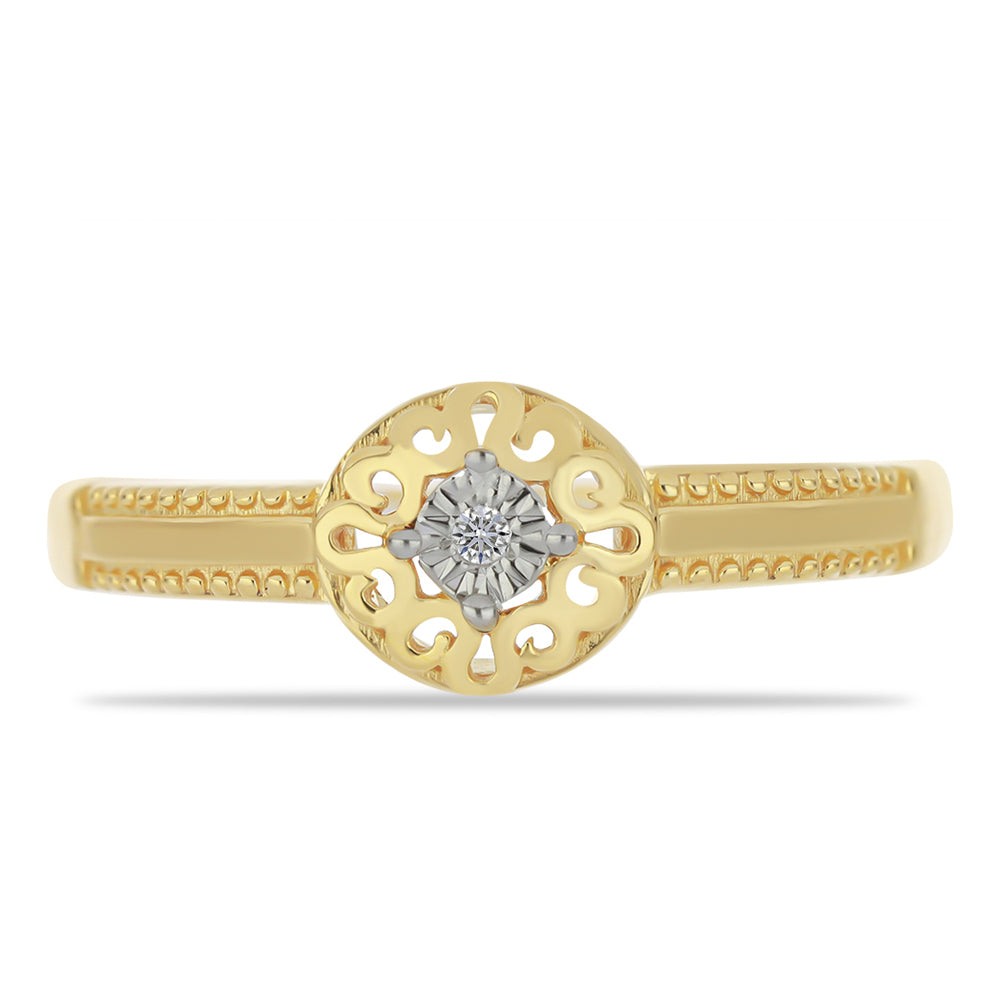 Goldplattierter Silberring mit weißem Diamant