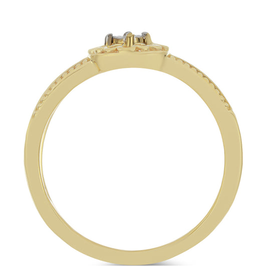 Goldplattierter Silberring mit weißem Diamant