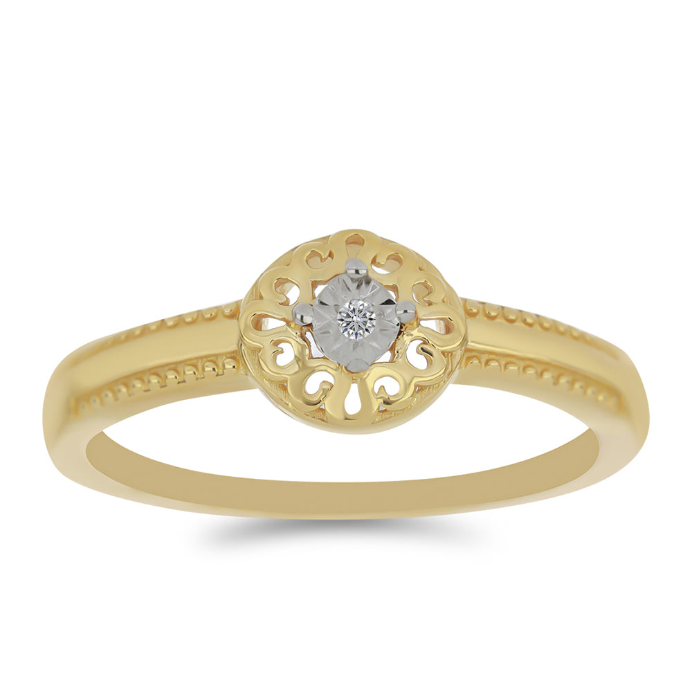 Goldplattierter Silberring mit weißem Diamant