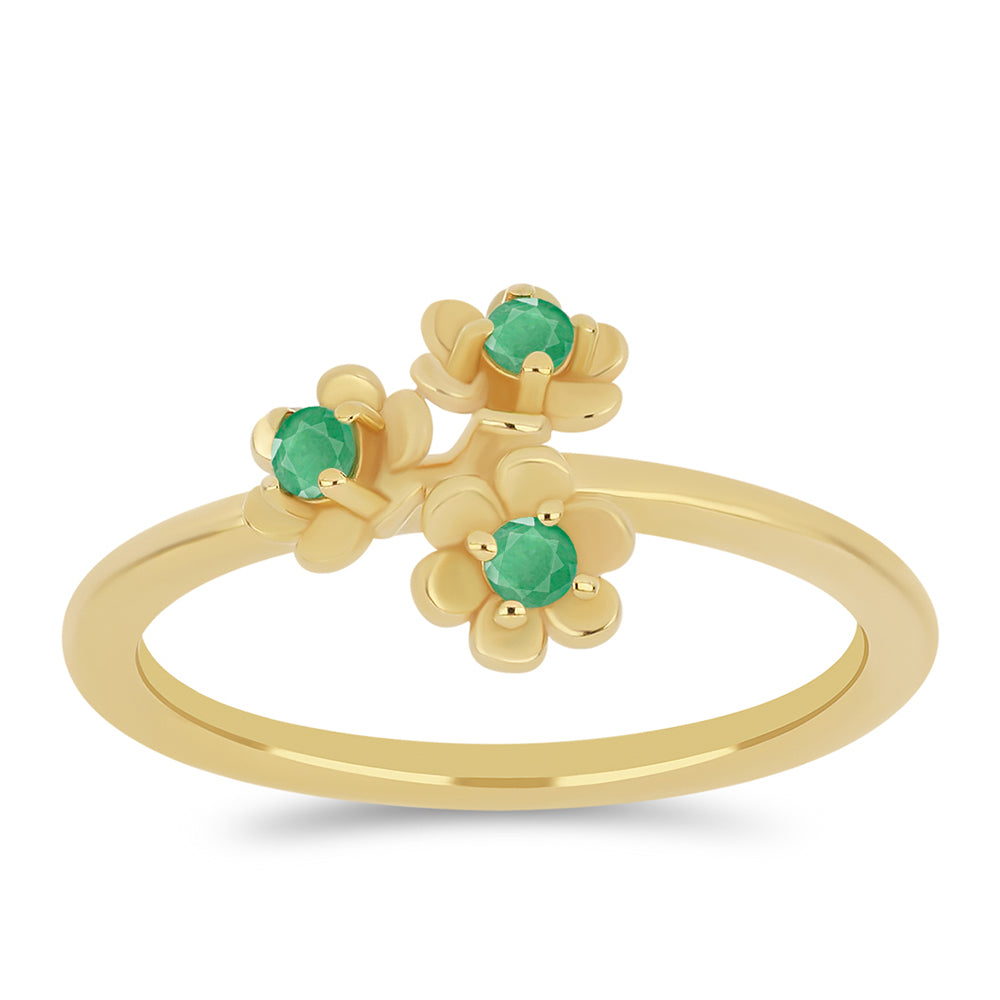 Goldplattierter Silberring mit brasilianischem Smaragd 3 