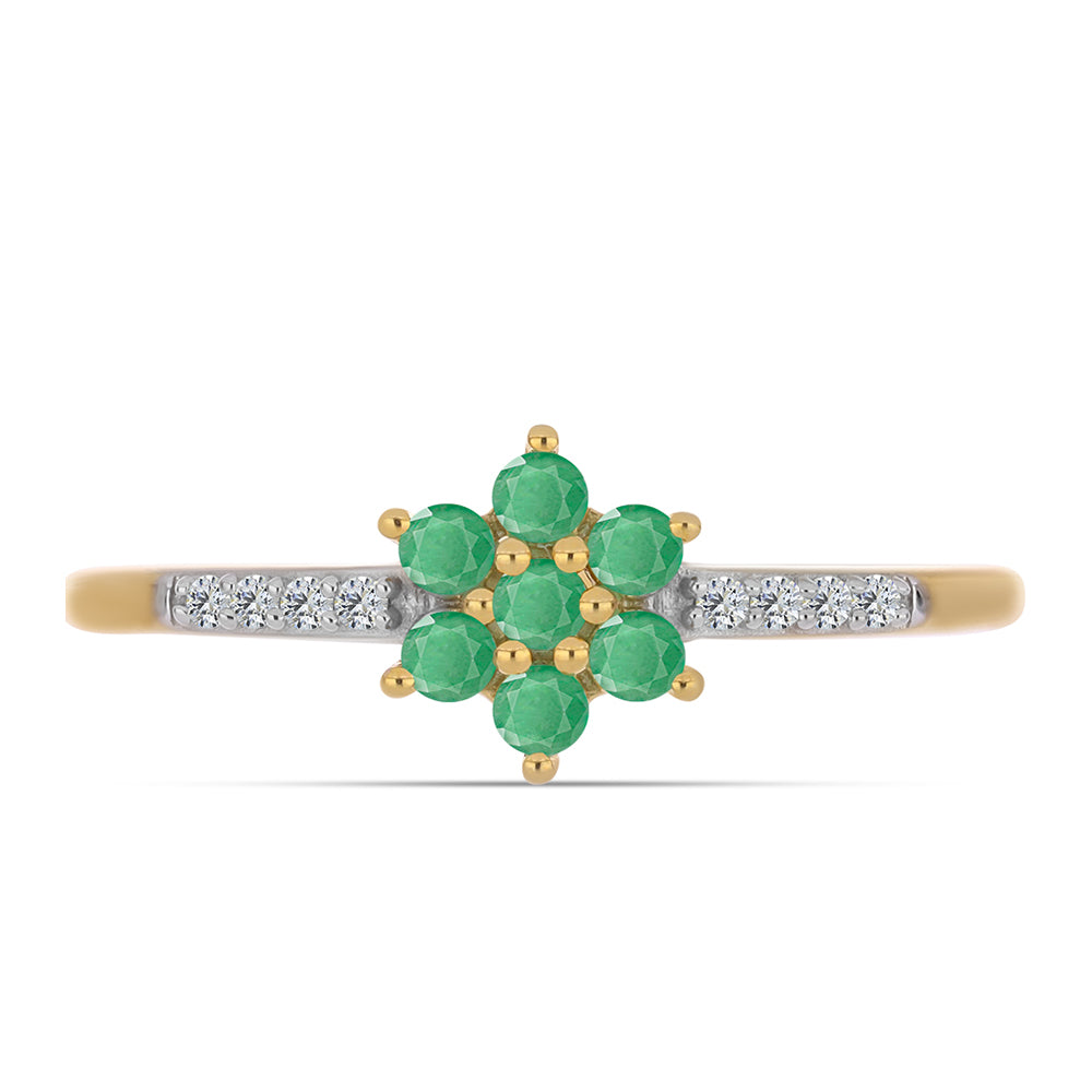 Goldplattierter Silberring mit brasilianischem Smaragd und weißem Zirkon 1 