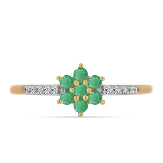 Goldplattierter Silberring mit brasilianischem Smaragd und weißem Zirkon