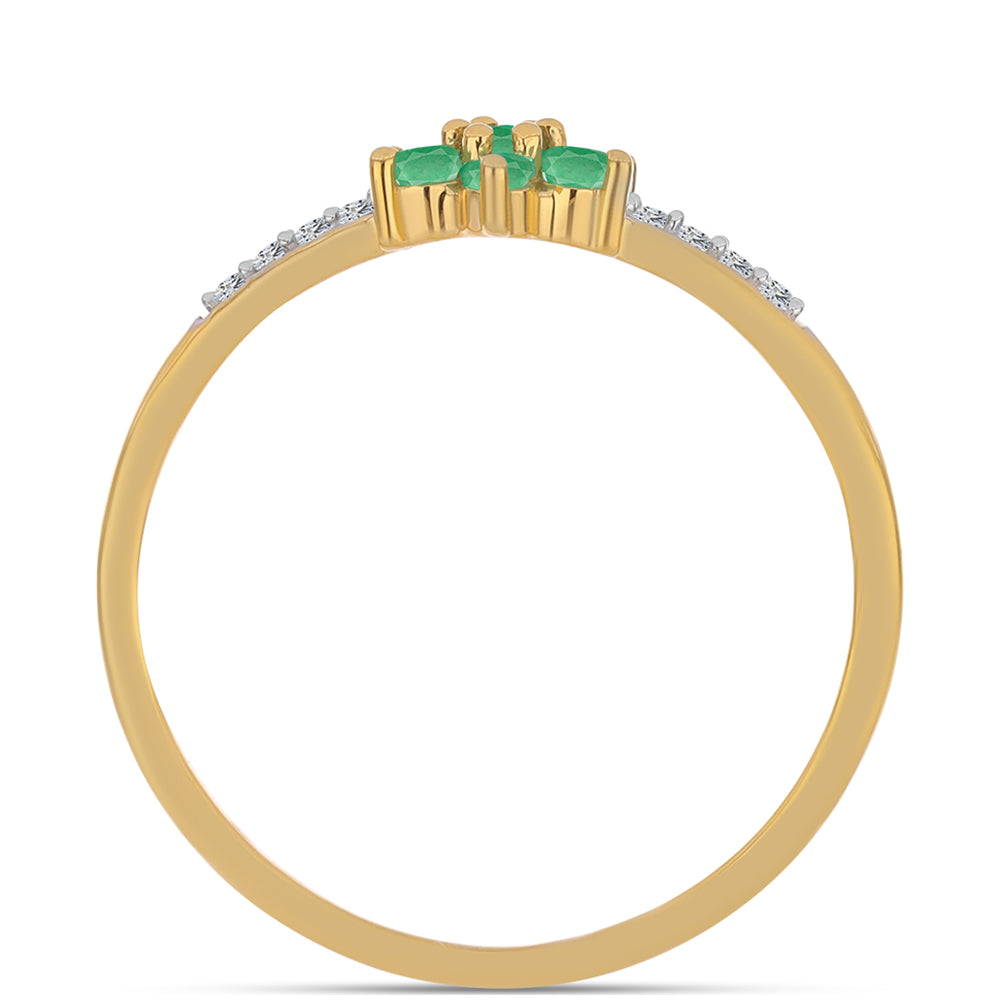 Goldplattierter Silberring mit brasilianischem Smaragd und weißem Zirkon