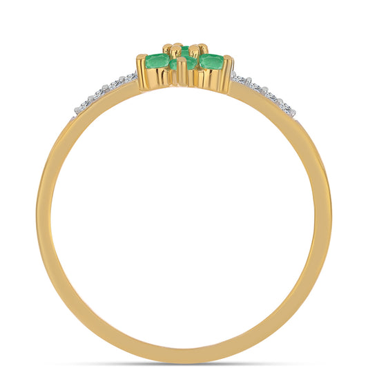 Goldplattierter Silberring mit brasilianischem Smaragd und weißem Zirkon
