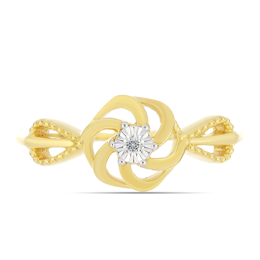 Goldplattierter Silberring mit weißem Diamant