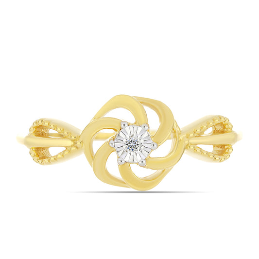 Goldplattierter Silberring mit weißem Diamant