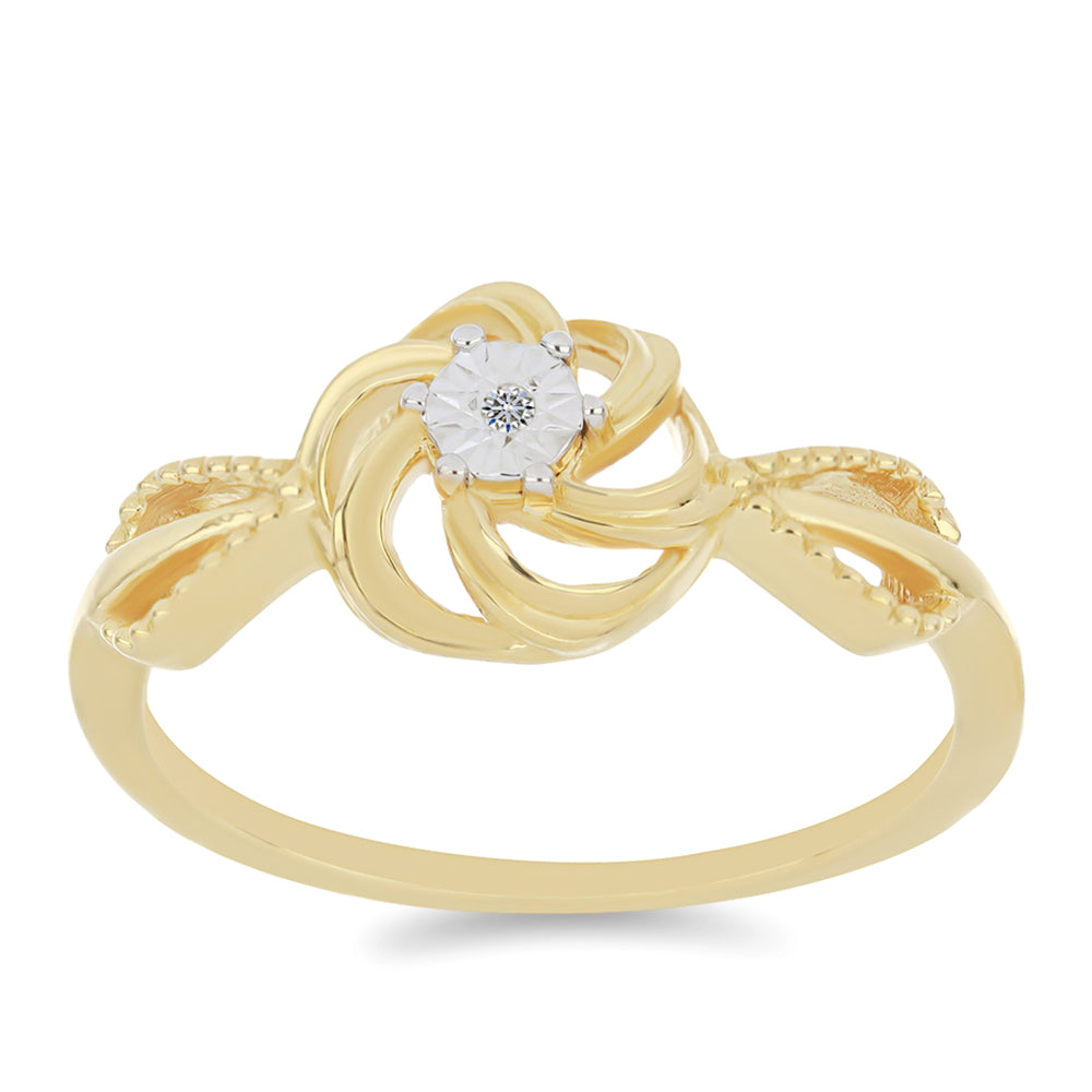 Goldplattierter Silberring mit weißem Diamant 3 