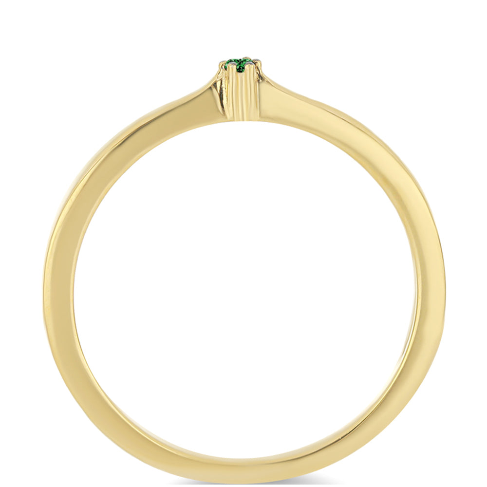 Goldplattierter Silberring mit grünem Diamant 2 