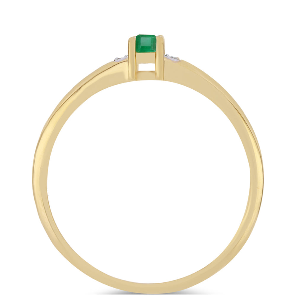 Goldplattierter Silberring mit brasilianischem Smaragd und weißem Zirkon