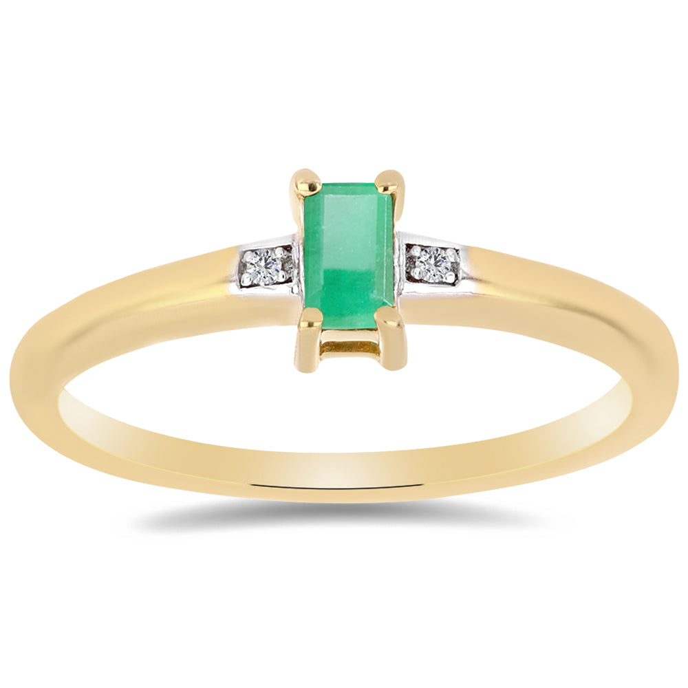 Goldplattierter Silberring mit brasilianischem Smaragd und weißem Zirkon 3 