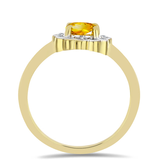 Goldplattierter Silberring mit Zitrin aus dem Ural und weißem Zirkon