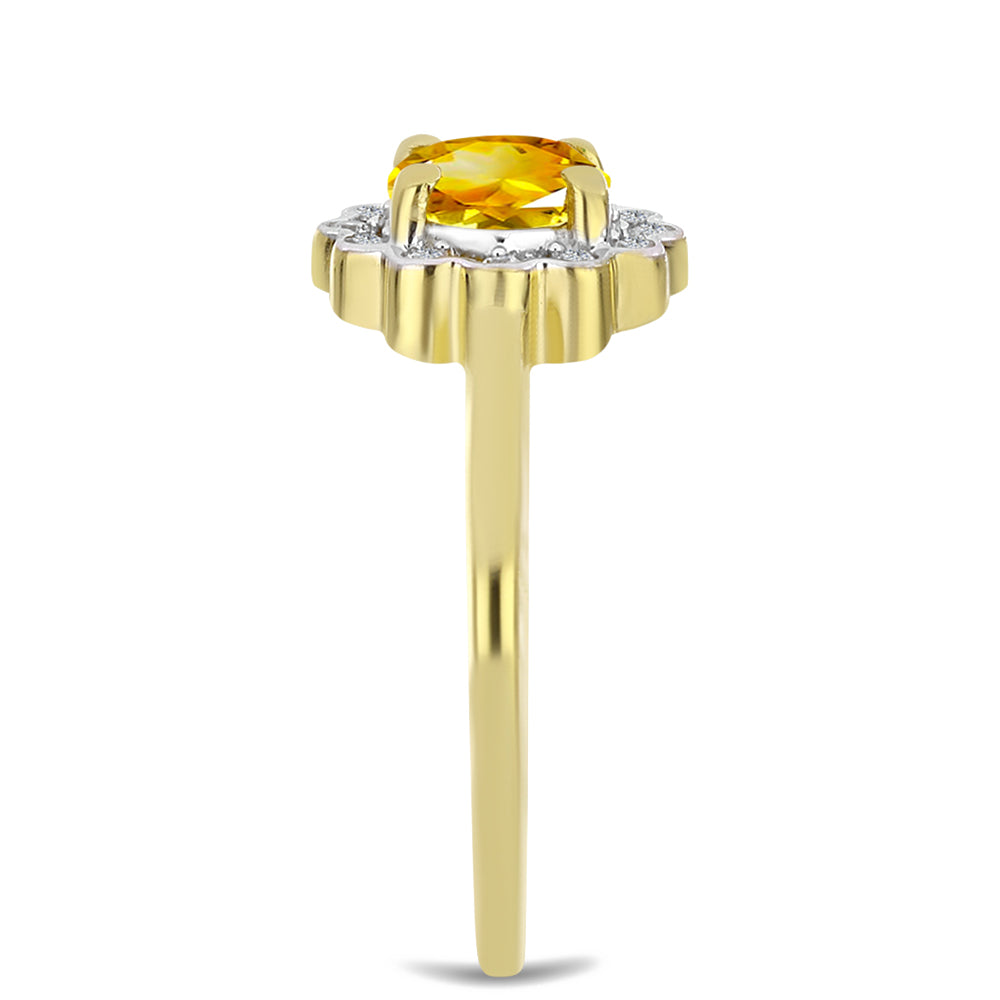 Goldplattierter Silberring mit Zitrin aus dem Ural und weißem Zirkon 4 