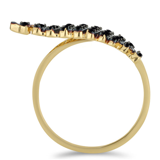 Goldplattierter Silberring mit schwarzem Spinell aus Gorno Badakhshan