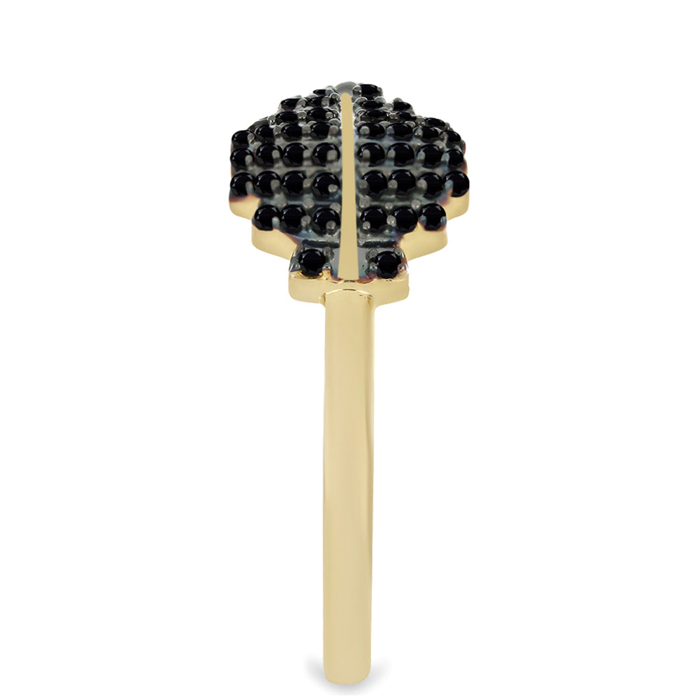 Goldplattierter Silberring mit schwarzem Spinell aus Gorno Badakhshan 4 