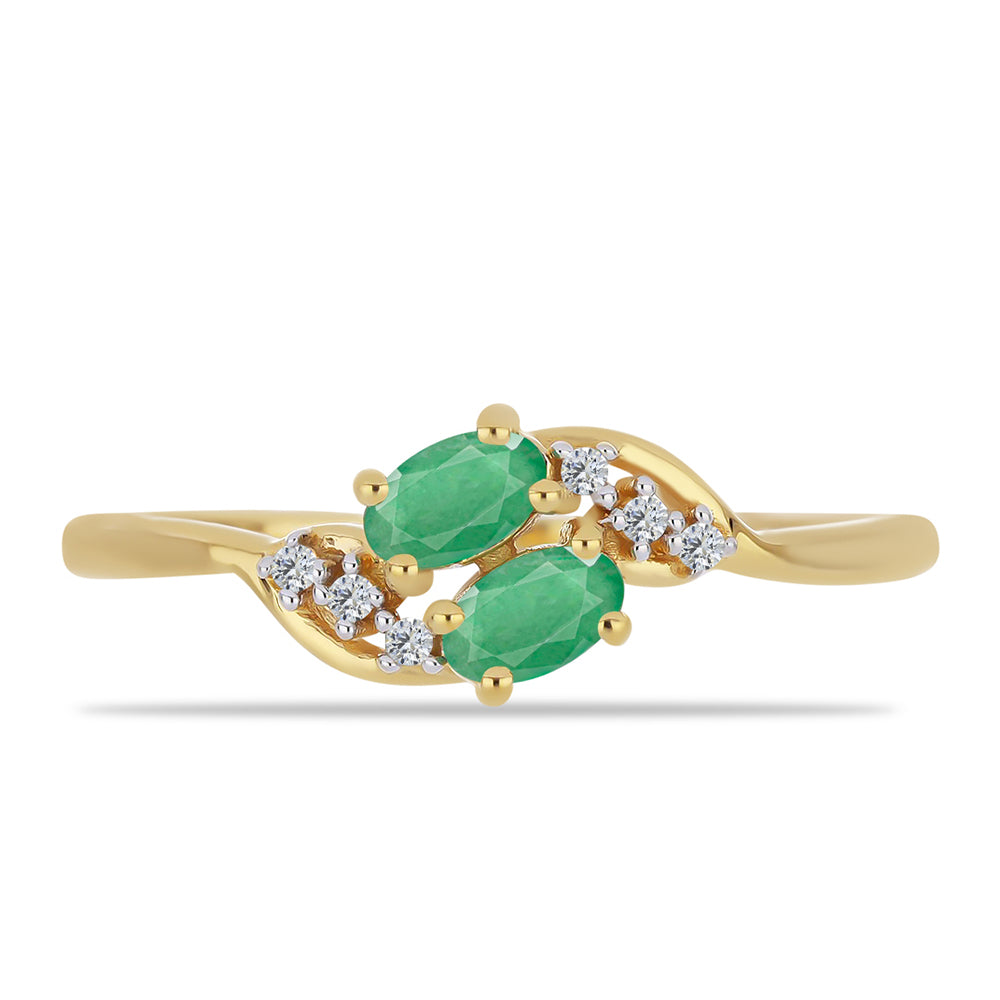 Goldplattierter Silberring mit brasilianischem Smaragd und weißem Zirkon