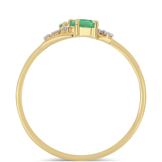 Goldplattierter Silberring mit brasilianischem Smaragd und weißem Zirkon