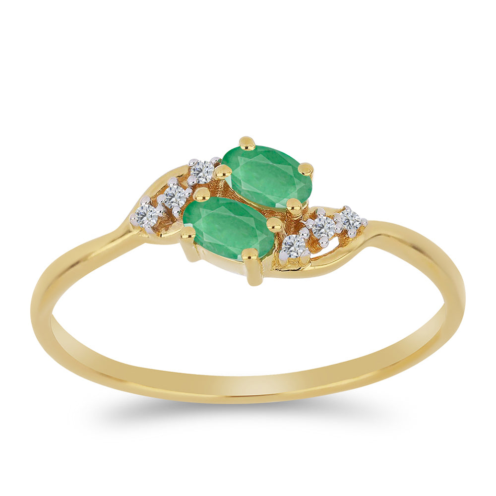 Goldplattierter Silberring mit brasilianischem Smaragd und weißem Zirkon 3 